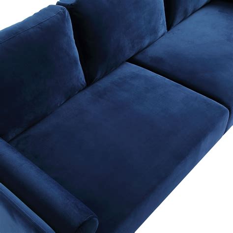 Velvet Navy Blue 3 Seater Sofa ASHTON - Lovesofas - balustradellc