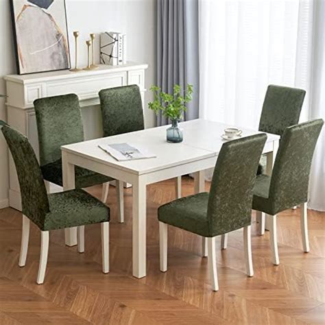 Velvet Stretch Dining Room Chair Covers 2/4/6 Pieces Soft Crushed ... - balustradellc