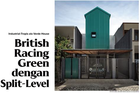 Verde House, British Racing Green dengan Split-Level - balustradellc