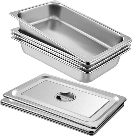 VEVOR Bac Inox Alimentaire avec Couvercle 53,7x33x9,5 cm Lot - balustradellc