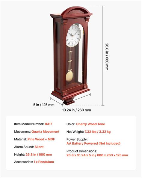 VEVOR Grandfather Clock, 26.7 in Classic Vintage Pendulum ... - balustradellc