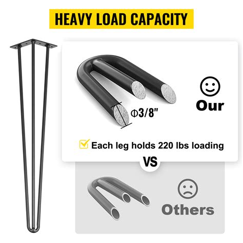 VEVOR Hairpin Table Legs 22" Black Set of 4 Desk Legs 880lbs Total … - balustradellc