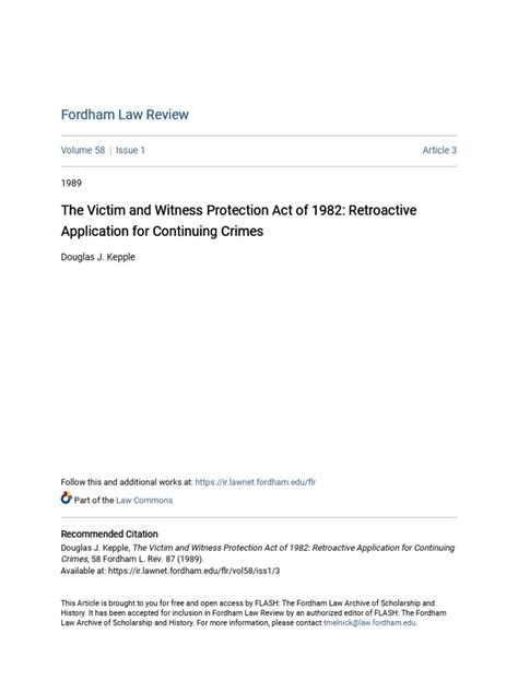 Victim and Witness Protection Act of 1982 (From ABA Guidelines for … - balustradellc