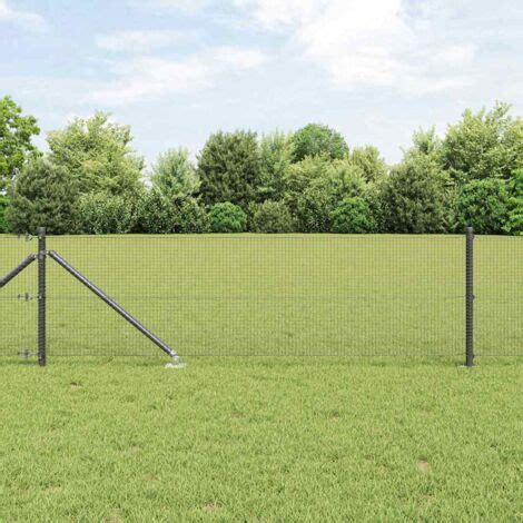 vidaXL Welded Wire Fence With 13 Posts Grey 1x100 m Steel - balustradellc