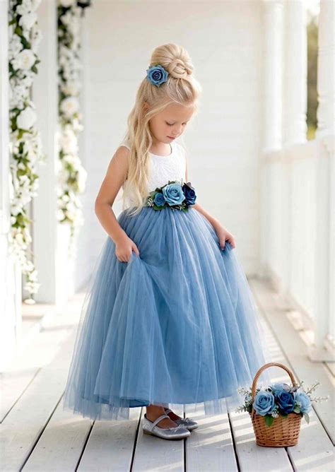 Vintage Blue Flower Girl Dresses - Azazie CA - muktibox.com