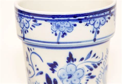 Vintage Delftware Planter Holland Hand Painted Blue White Dutch - balustradellc
