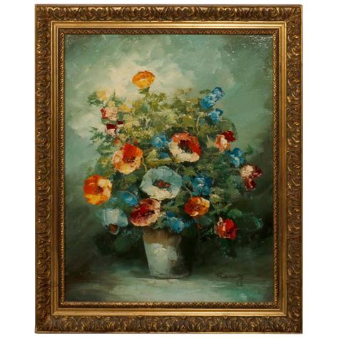 Vintage Floral Oil Painting - Signed Heavy Impasto Texture - Gold ... - balustradellc