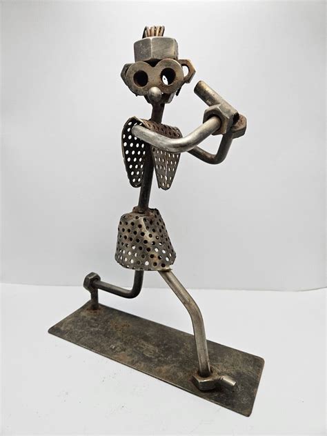 Vintage Folk Art Scrap Metal Nuts & Bolts Equestrian Horse Rider ... - muktibox.com