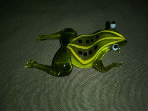 VINTAGE GLAZED GREEN FROG MINIATURE FIGURINE …