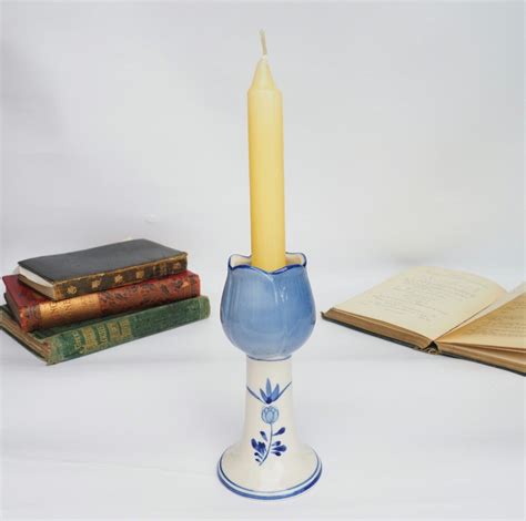 Vintage Hand Painted Delft Blue Mini Chamberstick Candle Holder - Etsy - balustradellc