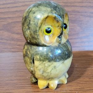 Vintage Hand-Carved Italian Alabaster Owl Figurine with Glass Eyes ... - muktibox.com