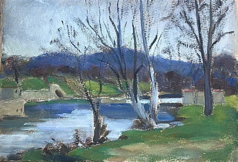 Vintage Impressionist River Landscape Oil Painting By Marx, French ... - balustradellc