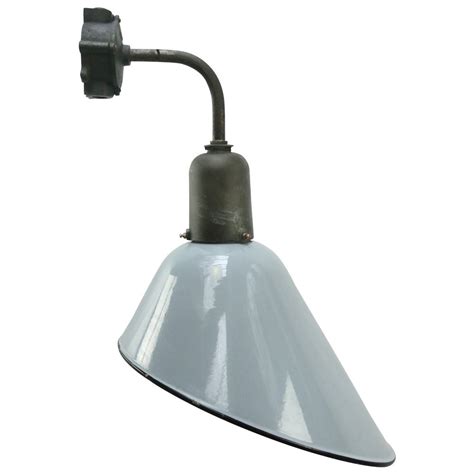 Vintage Industrial Dutch Grey Enamel and Cast Iron Wall Light - balustradellc