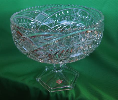 VINTAGE LEAD CRYSTAL GLASS FOOTED FRUIT SERVING …