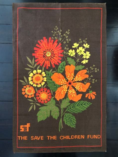 VINTAGE PURE IRISH Linen Tea Towel "SAVE THE CHILDREN …