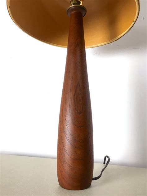 VINTAGE TEAK WOODEN TABLE LAMP eBay