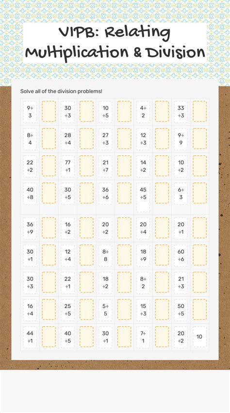 VIPB Relating Multiplication & Division Interactive Worksheet by