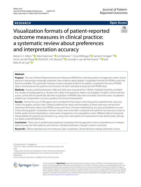 Visualization formats of patient-reported outcome measures in clinical ... - coolestguyplanet.net