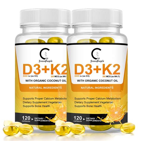 Vitamin D3 + K2 Capsules - Promote Calcium Absorption, Immune - balustradellc