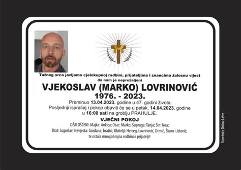 VJEKOSLAV (MARKO) LOVRINOVIĆ 14 travnja, 2024 - eUmrli