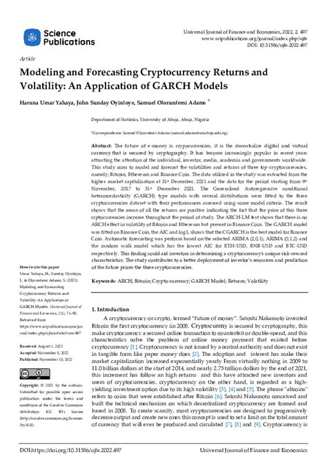 Volatility modeling of cryptocurrency and identifying common GARCH ... - coolestguyplanet.net