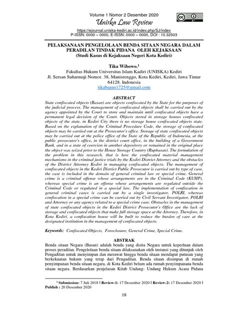 Volume 2 Nomor 2 Desember 2021 Uniska Law Review - Neliti - balustradellc