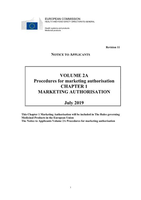 VOLUME 2A Procedures for marketing authorisation CHAPTER 1 MARKETING ... - balustradellc