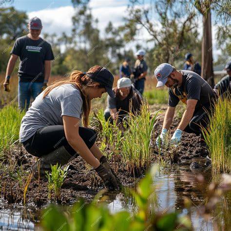Volunteers Planting Native Plants Restoration royalty-free images - raincitystudios.com