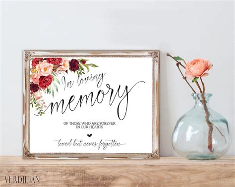 VRD137BMS Memorial Table Sign Printable In Memory Sign Editable DIY PDF
