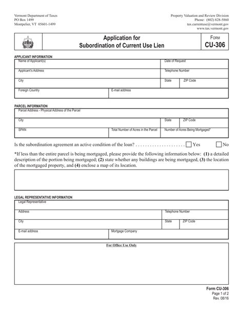 VT Form CU306 Download Fillable PDF or Fill Online Application for