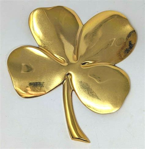 VTG GERITY 24K Gold Plated Four Leaf Clover Shamrock …