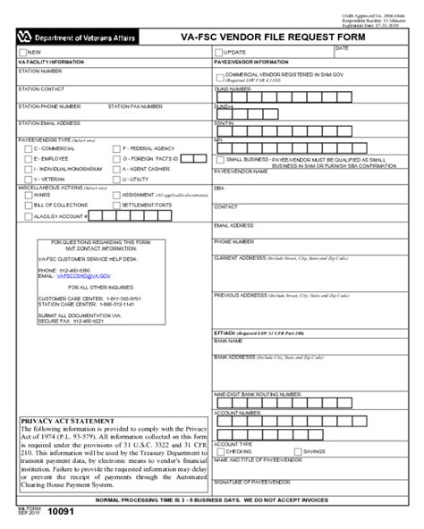 Va 10091 form. Please contact the FSC Customer Support Help Desk via email or phone listed below for questions regarding VA Form 10091. VAFSCCSHD@VA.GOV. 877-353-9791 Monday–Friday, 7:15 a.m.–4:15 p.m. CT. Provider Payments Claims Status : Veterans Care Agreement Form, VA Form 10-10171 : 