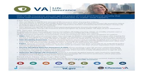 Va Life Insurance Fact Sheet