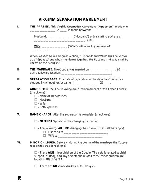 Va Separation Agreement Form Fill Out and Sign Printable PDF Template