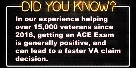 Va ace exam good or bad. Jan 11, 2014. #2. ACE (acceptable clinical evidence) it means it's possible that the have enough of your medical records evidence to where you won't need a exam. CLEAR EYES FULL HEARTS CAN'T LOSE!!!! DOD:100% VA: 100% Perm & Total SMC (loss of use) SSDI Started MEB: September 2012 Proposed Ratings: December 31,2012 Terminal Leave Began: Feb ... 