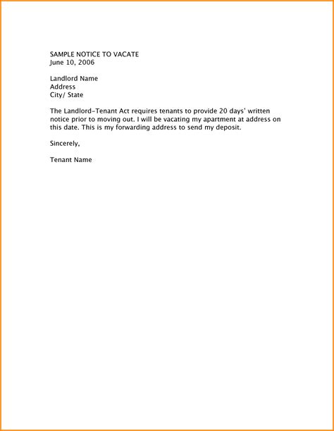 Vacating Apartment Letter Template