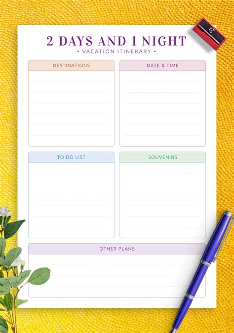 Vacation Agenda Template