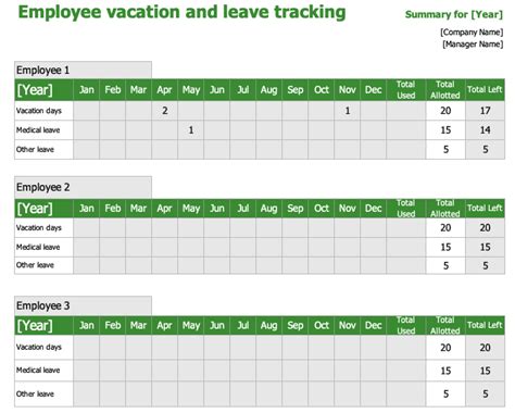 Vacation And Sick Time Tracking Template Excel Templates