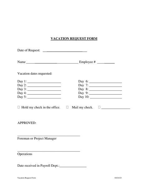 Vacation Request Form Template Excel at genemmalynnblog Blog