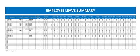 Vacation Tracking Spreadsheet MS Excel Templates