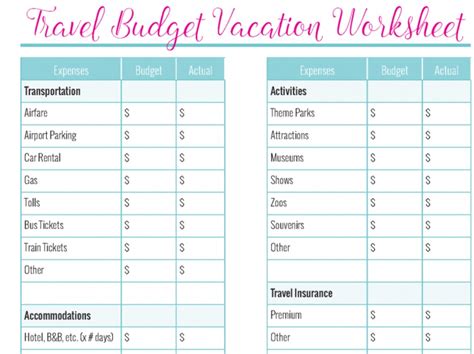 Vacation budget template. Use this online tool to estimate your total travel costs and see if you are over or under budget. Enter your expenses for flights, hotels, tours, activities, … 