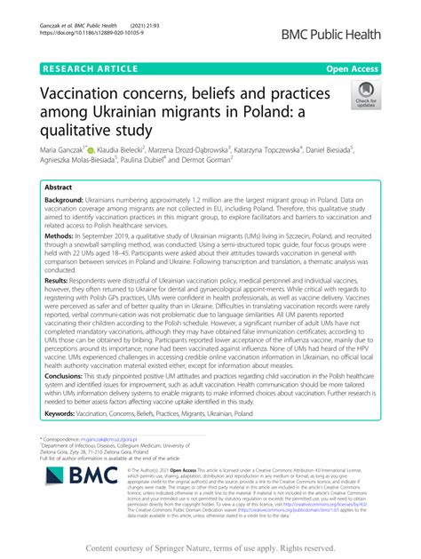 Vaccination concerns, beliefs and practices among Ukrainian