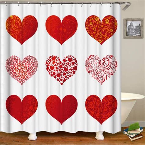 WOPOP Valentines Day Love Tree Heart Shower Curtains Bathroom Curtain 66x72 Inch. Free shipping, arrives by Oct 13. $ 3699. Pearls Shower Curtain, Dotted Heart Pattern Love Themed Illustration Valentines Day Adornment Symbol, Fabric Bathroom Set with Hooks, 69W X 75L Inches Long, Red Blush Cream, by Ambesonne. . 