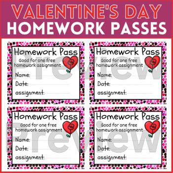 Valentine Homework Pass