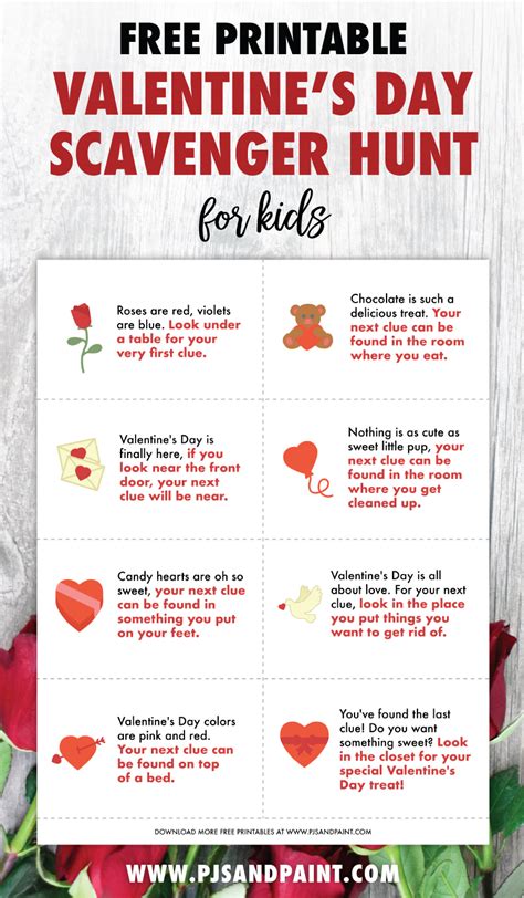 Valentine Scavenger Hunt Free Printable
