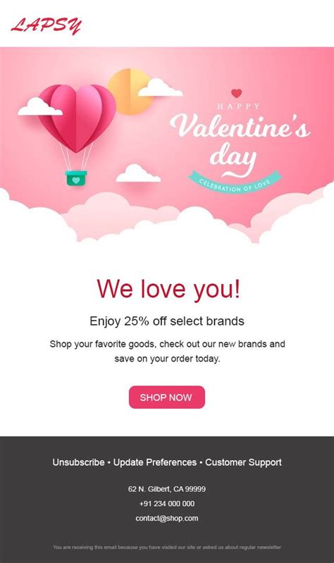 Valentines Day HTML Email Newsletter Template GraphicsPlay