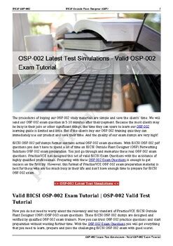 Valid OSP-001 Exam Tutorial