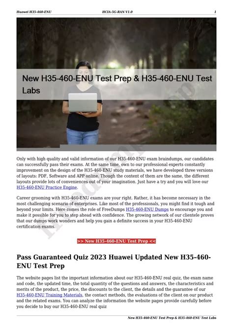 Valid Test H35-460 Tutorial