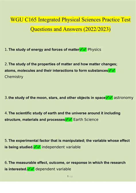 Valid Test Integrated-Physical-Sciences Test