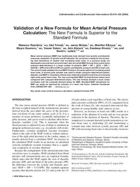 Validation of a new formula for mean arterial pressure calculation…